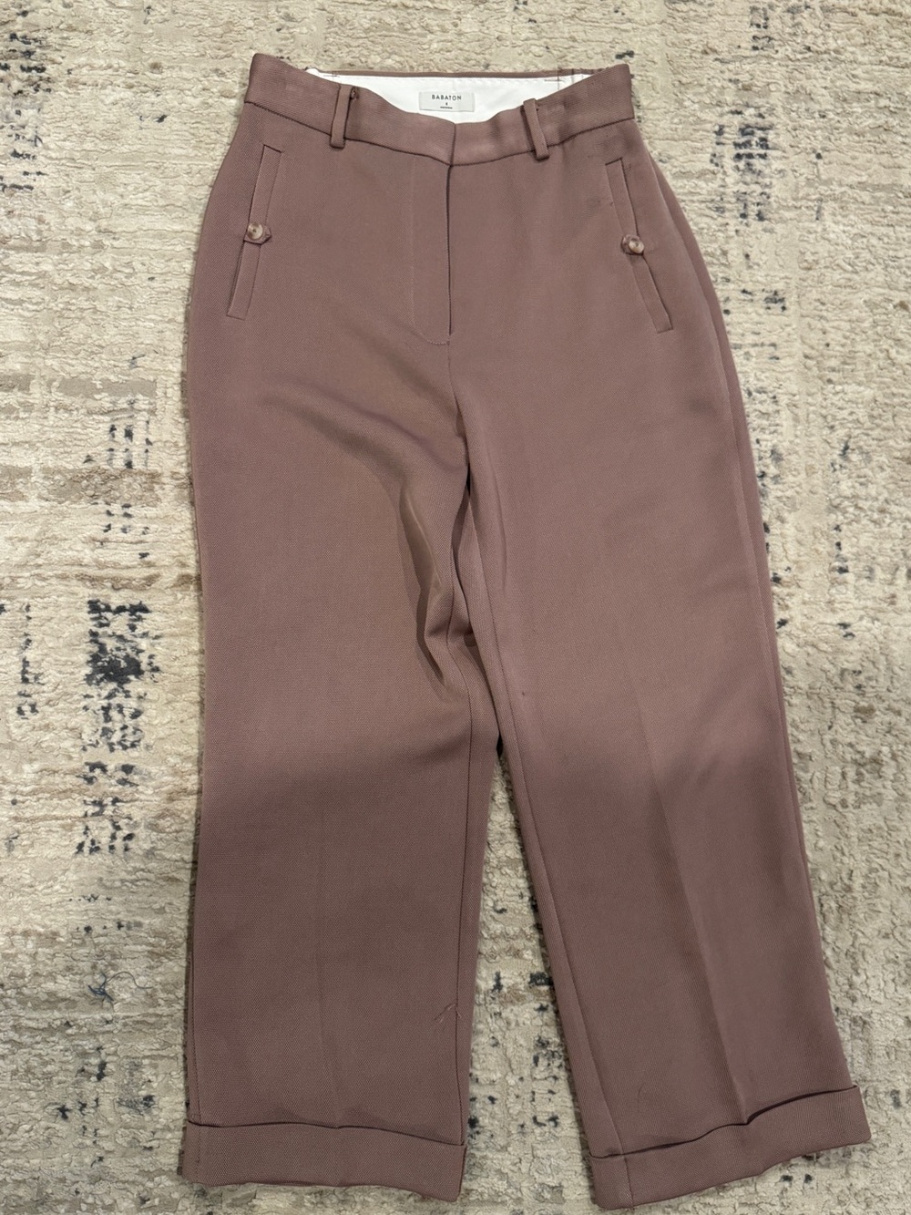 Babaton Dusty Mauve Cuffed Cropped Straight-Leg Tailored Pants